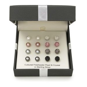 Cultured Freshwater Pearl/Crystal Sterling Silver